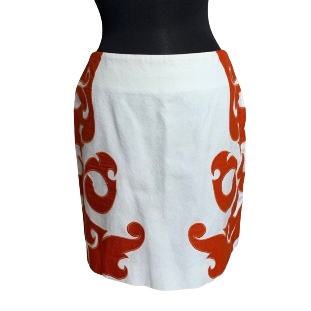 VANESSA VIRGINIA Anthropologie Pencil Skirt Size 12 White Brick Rust